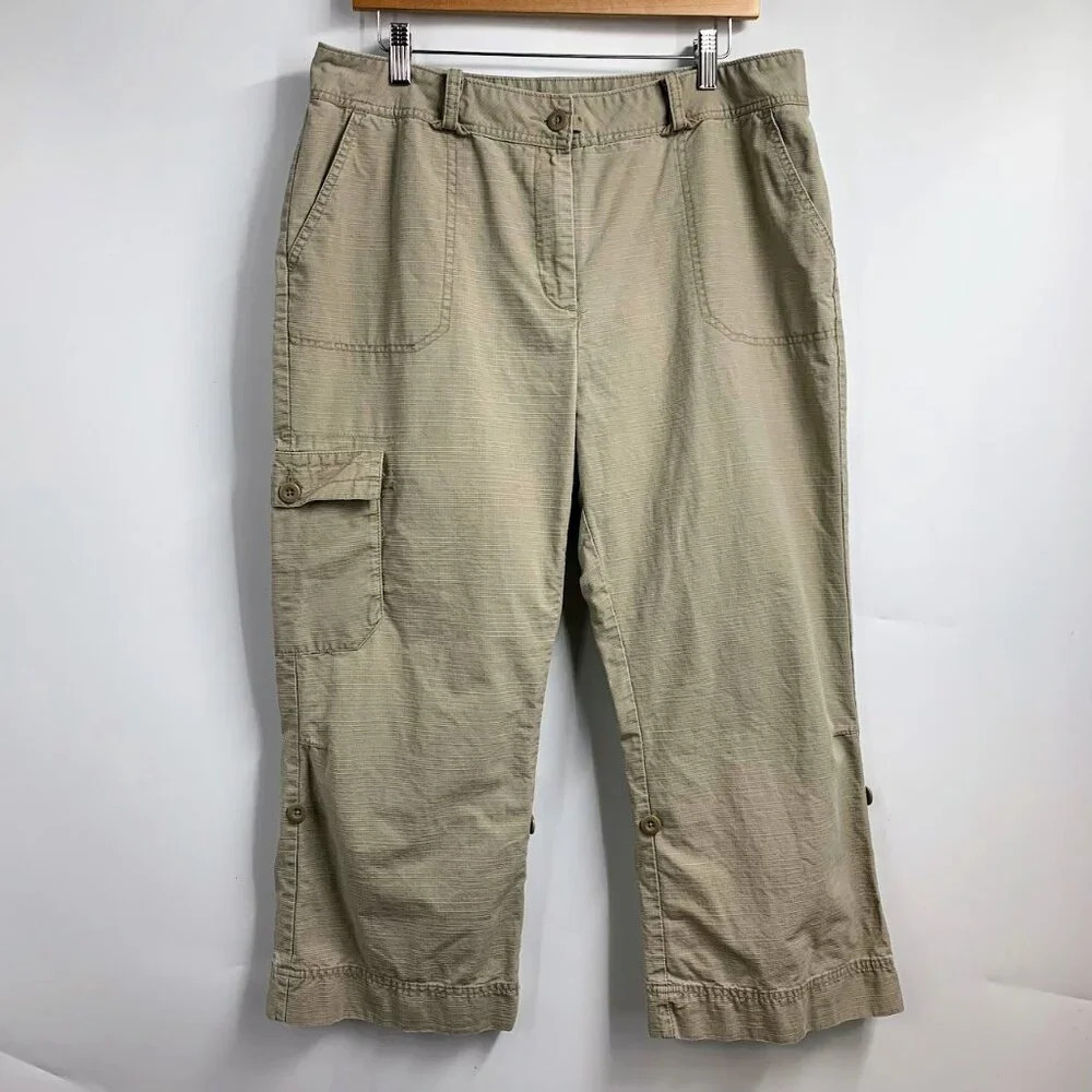 Woolrich Women's Cargo Capri Cotton Roll Up Pants Size‎ 14
